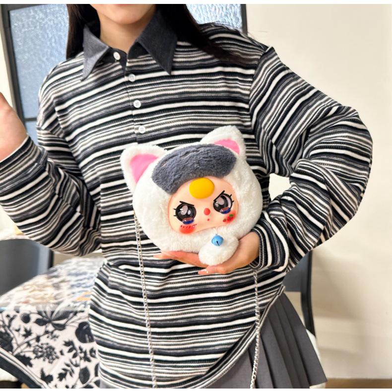 Plush Crossbody Cartoon Doll Bag with Chain - Trendy Blind Box Design