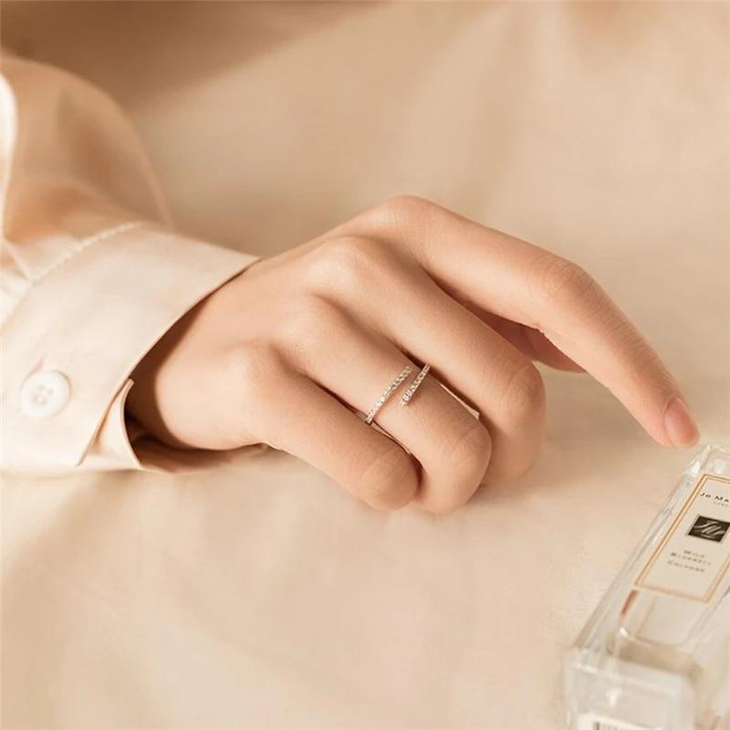 925 srebro pierścionki z cyrkonią dla kobiet dziewczynki Punk Hip Hop regulowany rozmiar Fashion Party biżuteria Jz085