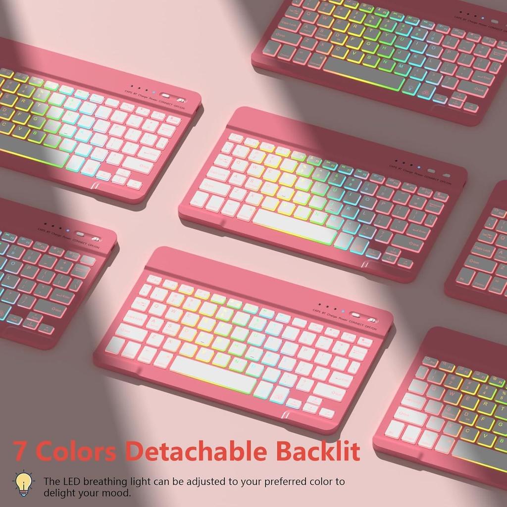 iPad 10.9" 9th Gen Magnetic Leather Case with Seven-Color Backlit Bluetooth Keyboard