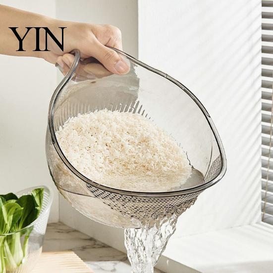 Non Slip Fruit Washer Multipurpose Rice Washing Bowl, with Handle, Plastic Kitchen Colander Basin, Compact Gadgets for Quinoa Pasta Vegetables