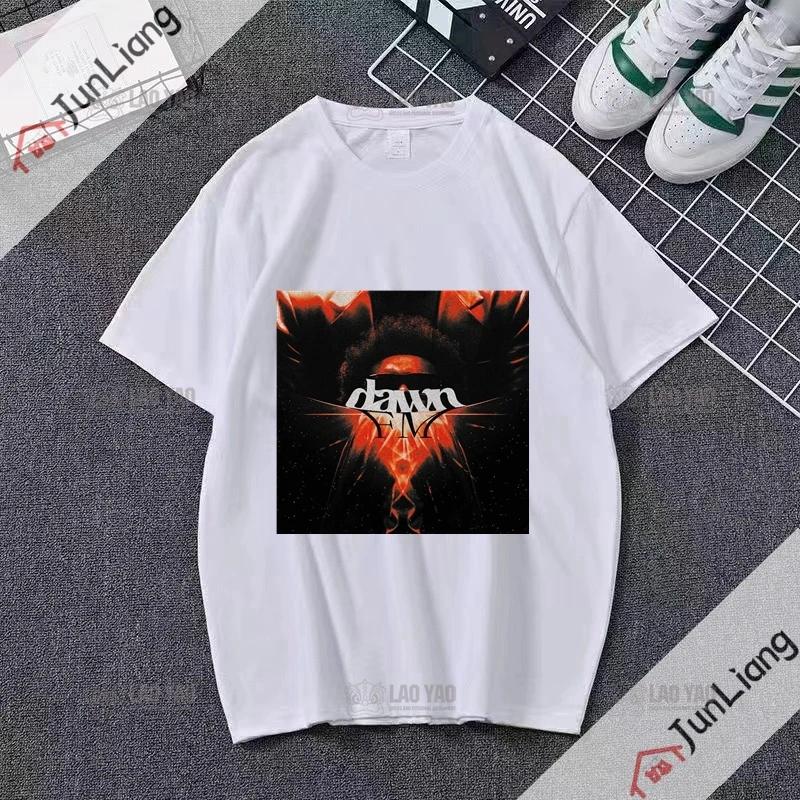 Canadian Singer The Weeknd Dawn Fm Flat Print Tshirt Short Sleeve Loose Mens Tshirt Mens Tshirt Womens Hip Hop Clothing