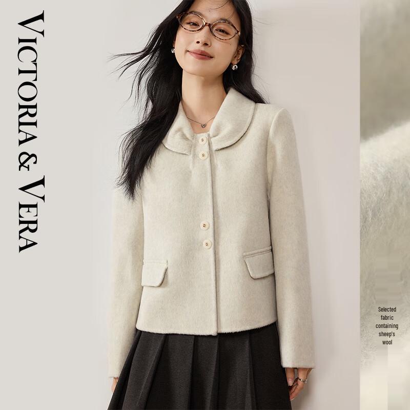 

VICTORIA&VERA Женское двустороннее шерстяное полупальто с кукольным воротником S