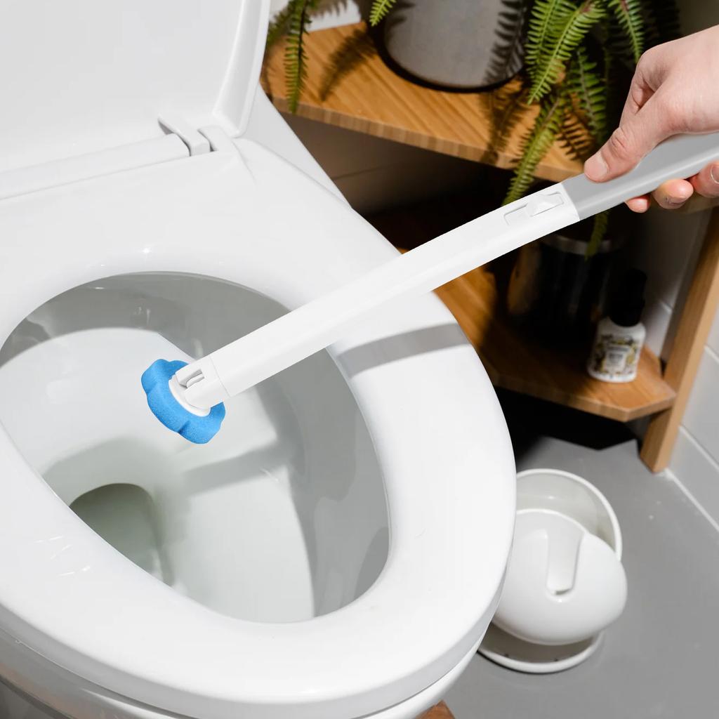 Disposable Toilet Brush with 24/36 Refills Wall Mounted Space Saving Toilet Wand for Bathroom Cleaning Replaceable Brush Head