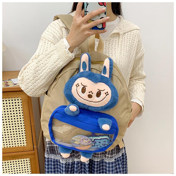 Cartoon cute Labu plush shoulder bag two-dimensional pain bag large capacity high-end backpack school bag CLE