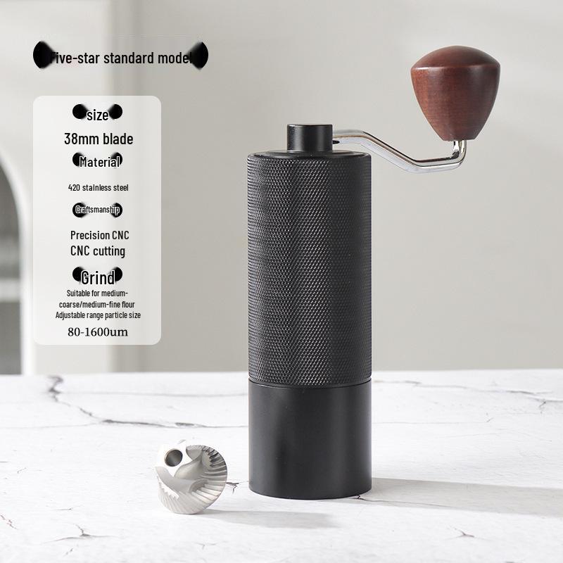 Portable Hand-cranked Coffee Grinder with 304 Stainless Steel and Wood Grain Finish