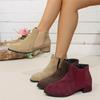 Women's Fashionable Vintage Chunky Heel Round Toe Side Zip  Boots
