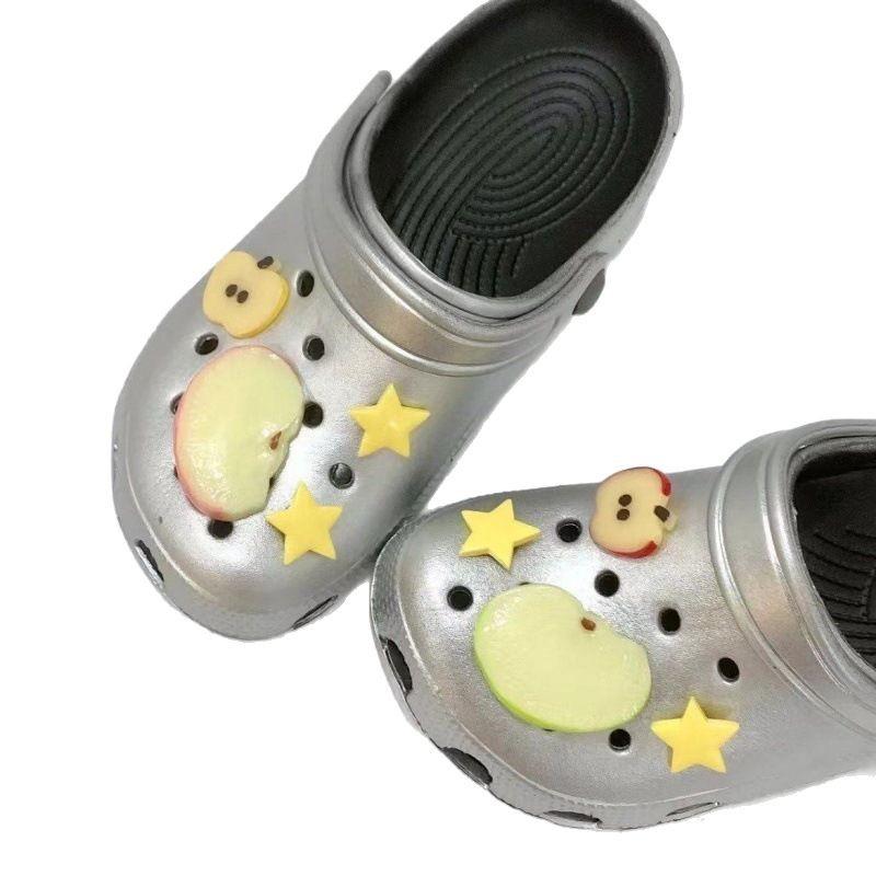 1Set Summer Fresh Apple Sliced Shoe Charms Set Advanced Fruit Shoe Decorations DIY 3D Detachable Buckle Shoes Accessories