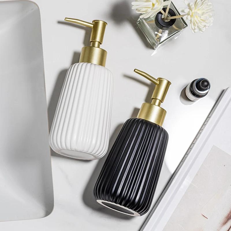 10.15 oz Ceramic Soap Dispenser,300ml Bathroom Accessories Press Dispenser with Pump, Kitchen Hand bottle 1pc