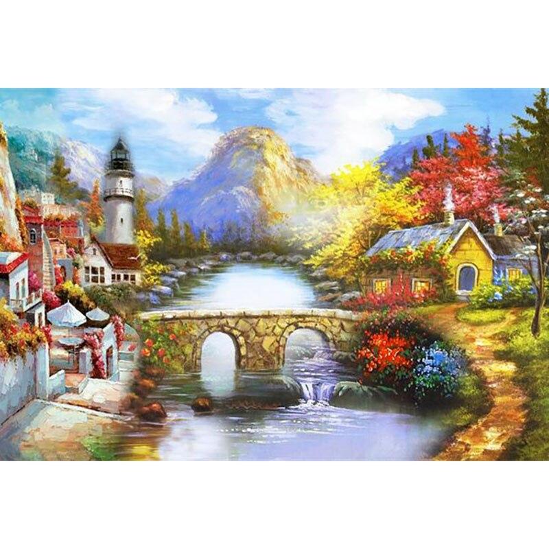New 5D DIY Diamond Painting Scenic Lodge Diamond Embroidery Scenery Cross Stitch Full Round Drill Crafts Home Decor Gift