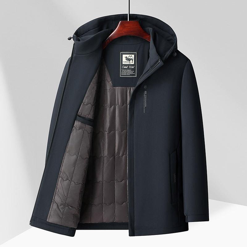 Winter Men's Padded Coat Medium and Long Hooded Middle-aged Wear Business Casual Padded Coat Men's Padded Jacket