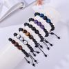 Handmade Black Matte Stone Bracelet with 12MM Tiger Eye for Couples