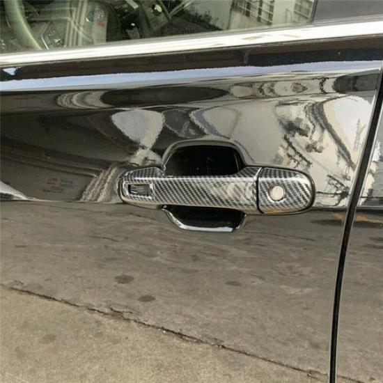 8PCS Carbon Fiber Side Door Handle Cover Trim For Subaru Forester 2019-2022 Auto