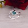 Handmade Turquoise Ring, Open Band Silver Ring, Heart Shape Gemstone Ring for Women