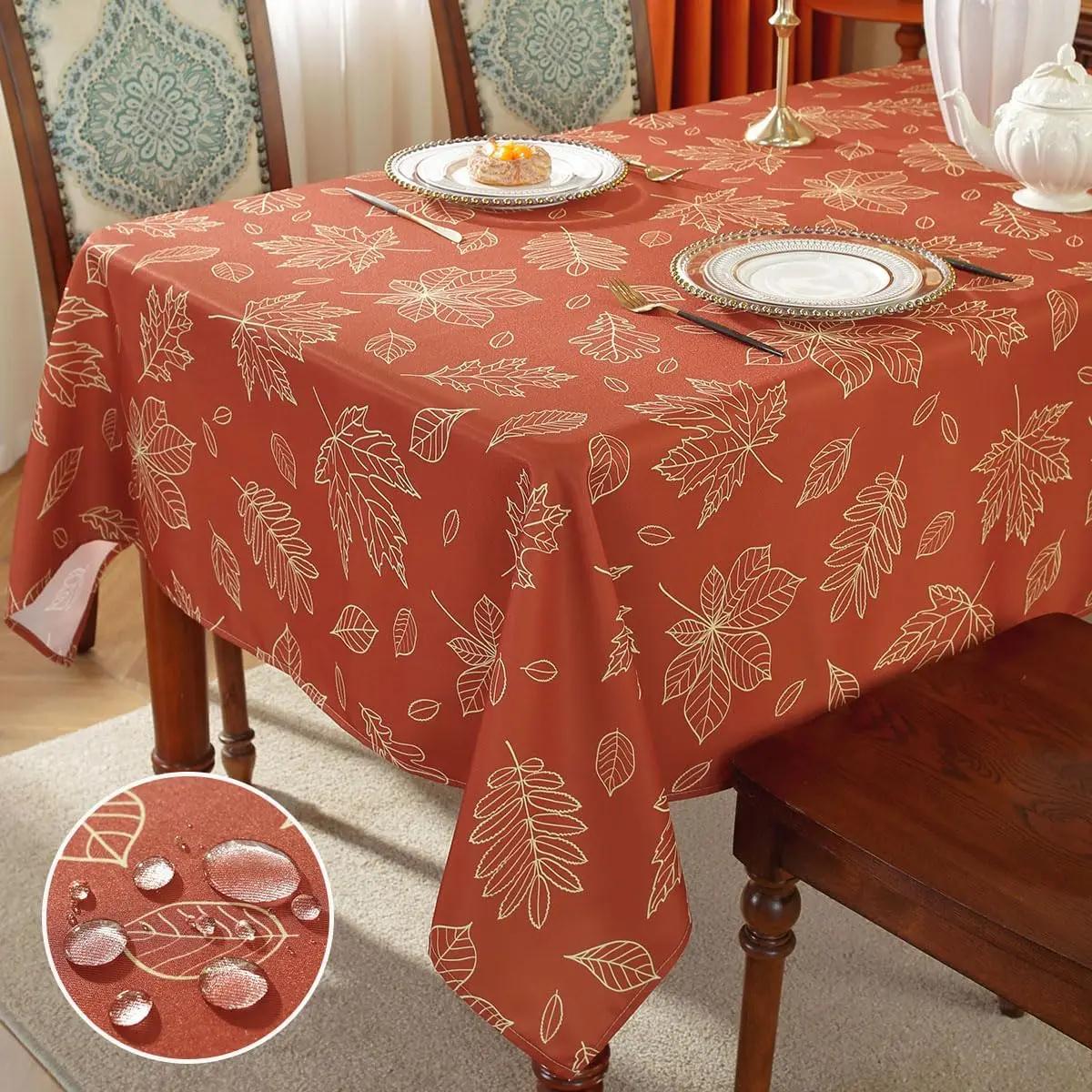 Herfst Thanksgiving Esdoornbladeren Rechthoekige Tafelkleed voor Tafel Feest Decor Wasbaar Keuken Eettafelkleed Herfst Decoraties 140x180cm
