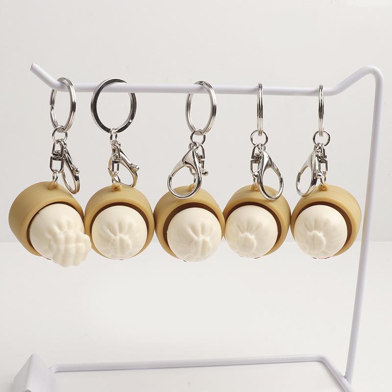 1-8PCS Cute Steamed Bun Squeeze Keychain Realistic Dimsum Design Soft Slow Rebound Decompression Fidget Stress Relief Toy