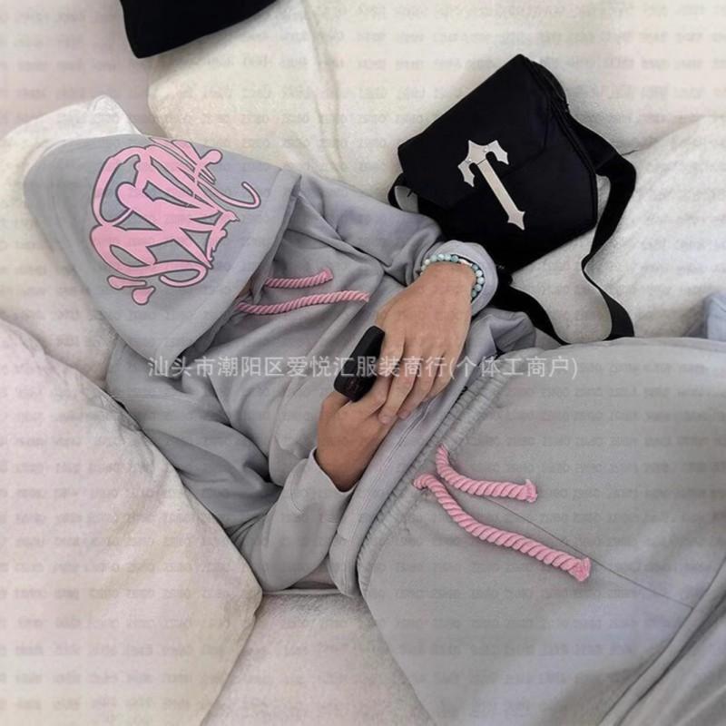 Herren Oversized Kapuzenpullover Langarm Baumwolle Locker Sitzende Hose Set Lässige Streetwear