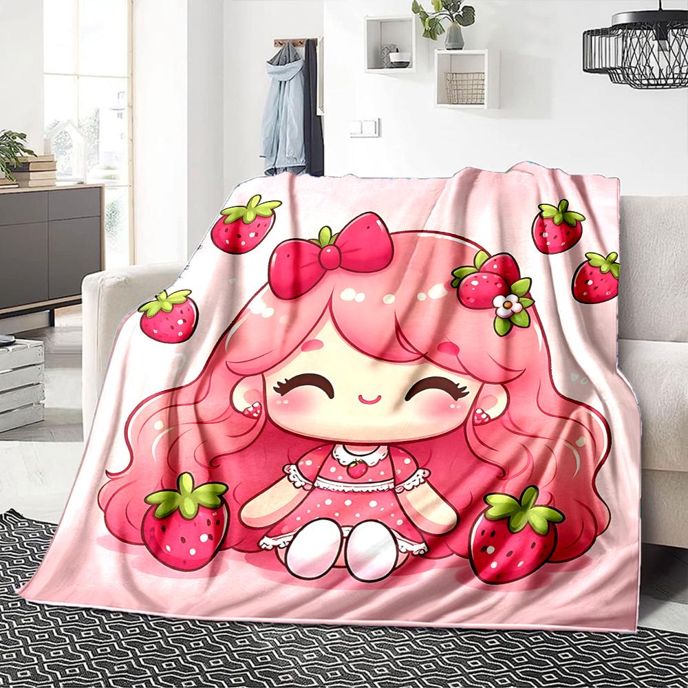 1Pc Strawberry Shortcake Party Blanket For Couch Bed Plush Cozy Fuzzy Blanket Super Soft Warm Blankets For Fall And Winter 0918252