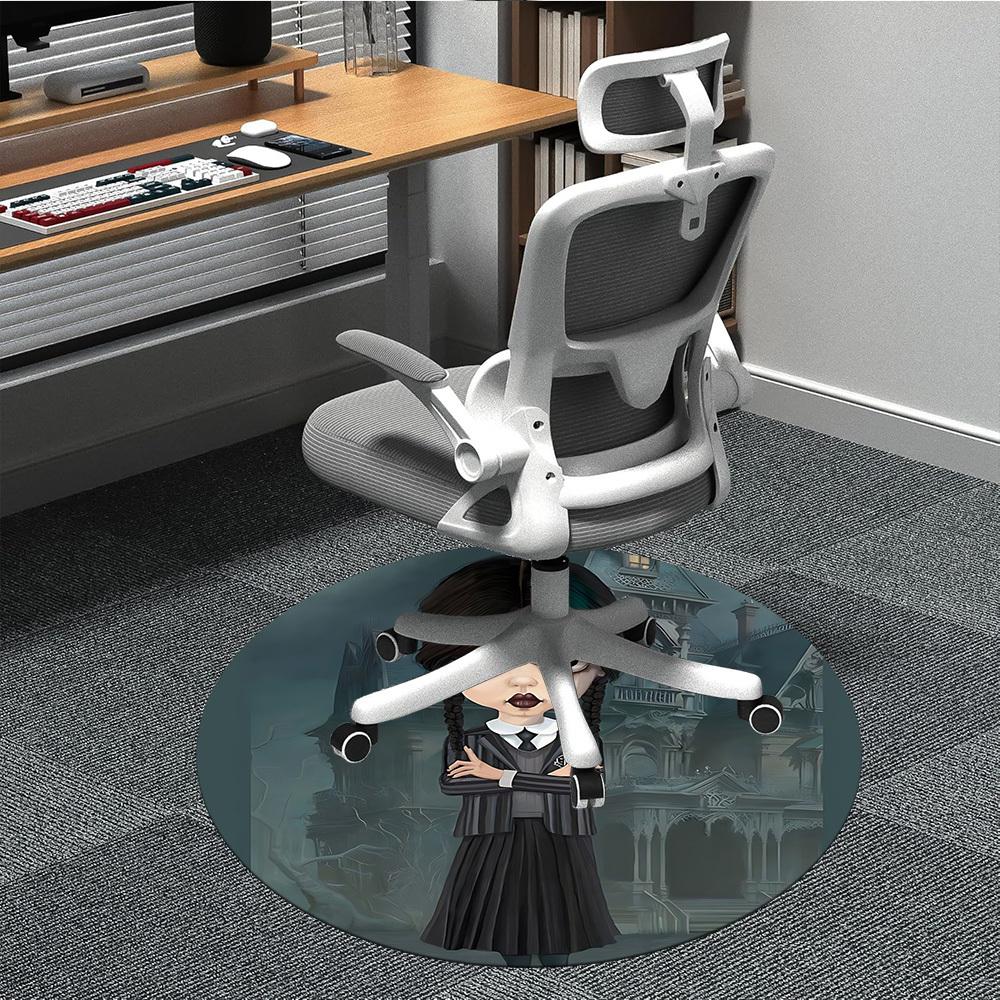 

1PC Wednesday Office Round Area Rug, Indoor Mat Suitable For Office, Under Office Chairs Bedroom Living Room Home Decor DT1212049 80cm by 80cm