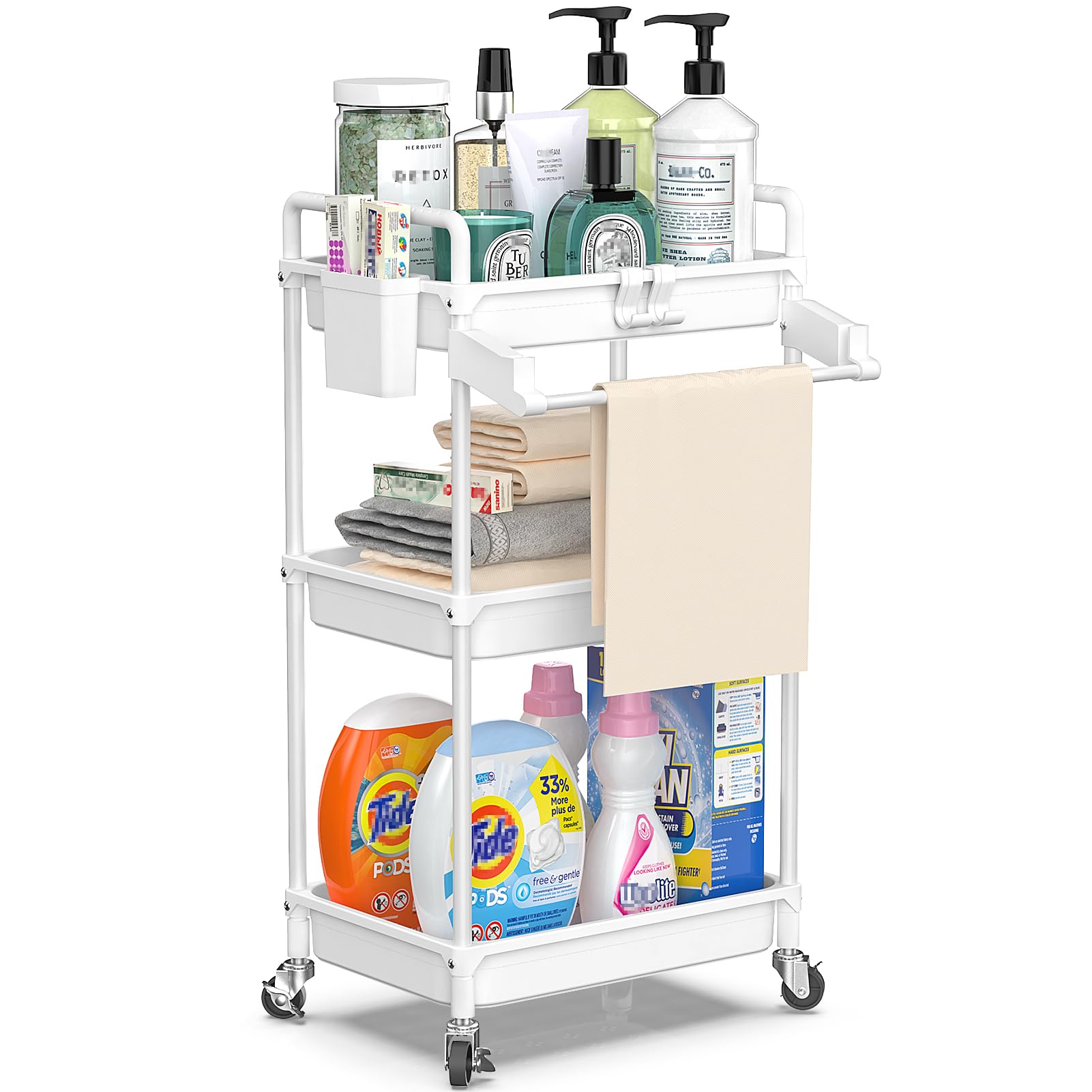 

SPACEKEEPER Kitchen Cart with Towel 22cm Gap Rolling Storage Cart with Stylish Storage Cart for and Small Perfect for the or Next to the 3 White Rack, белый