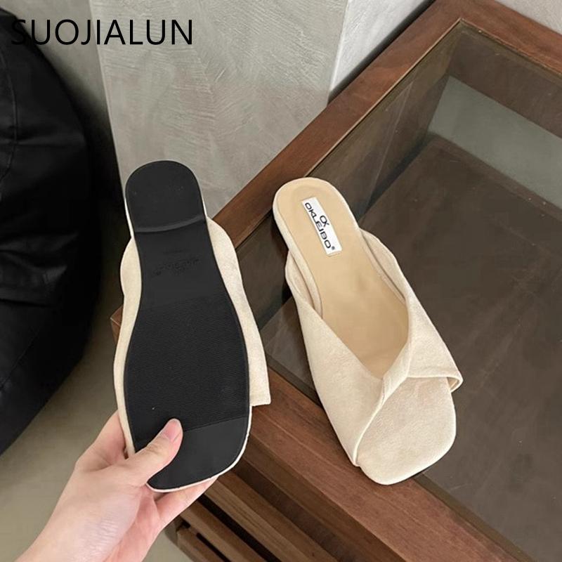 Fashion SUOJIALUN 2025 Summer New Candy Color Women Slipper Fashion Open Toe Slip On Slides Soft Flat Heel Outdoor Dress Beach Sandal