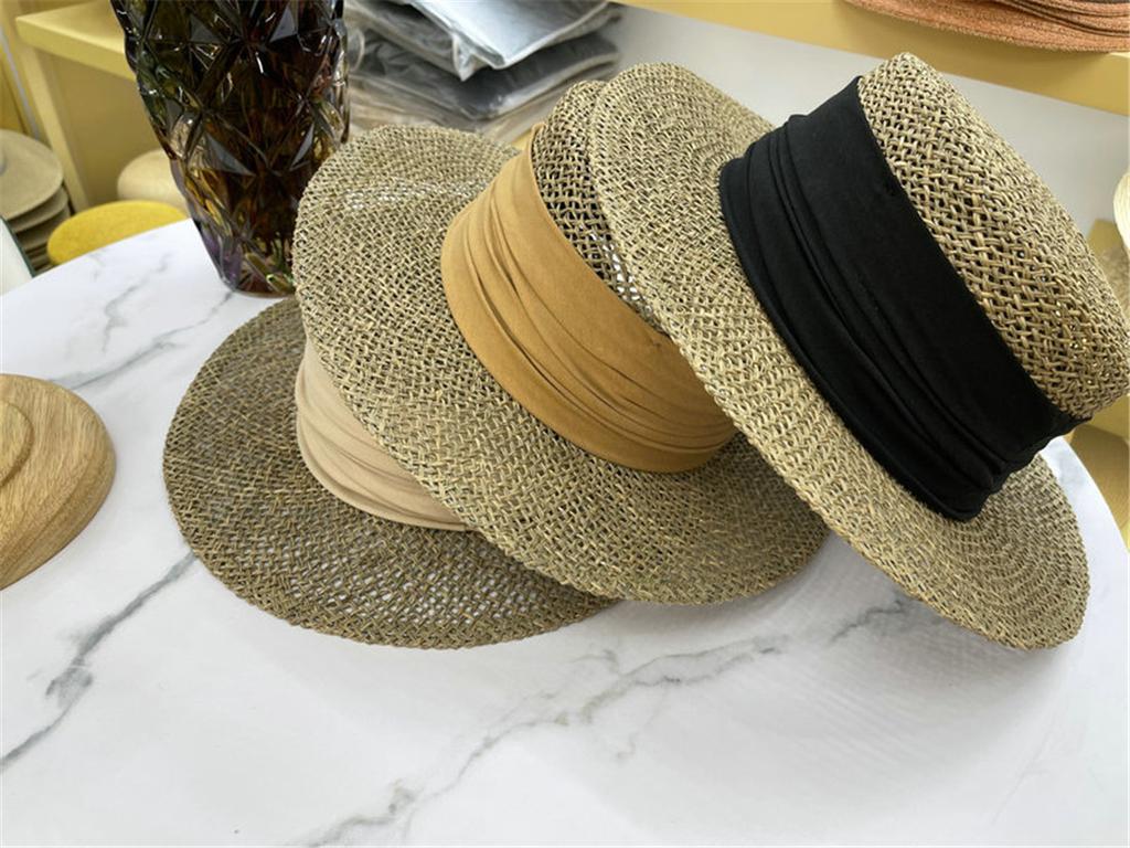 Ins Chic Summer Natural Salty Grass Hand Weave Holiday Beach Men Women Fedoras Cap Leisure Panamjazz Hat