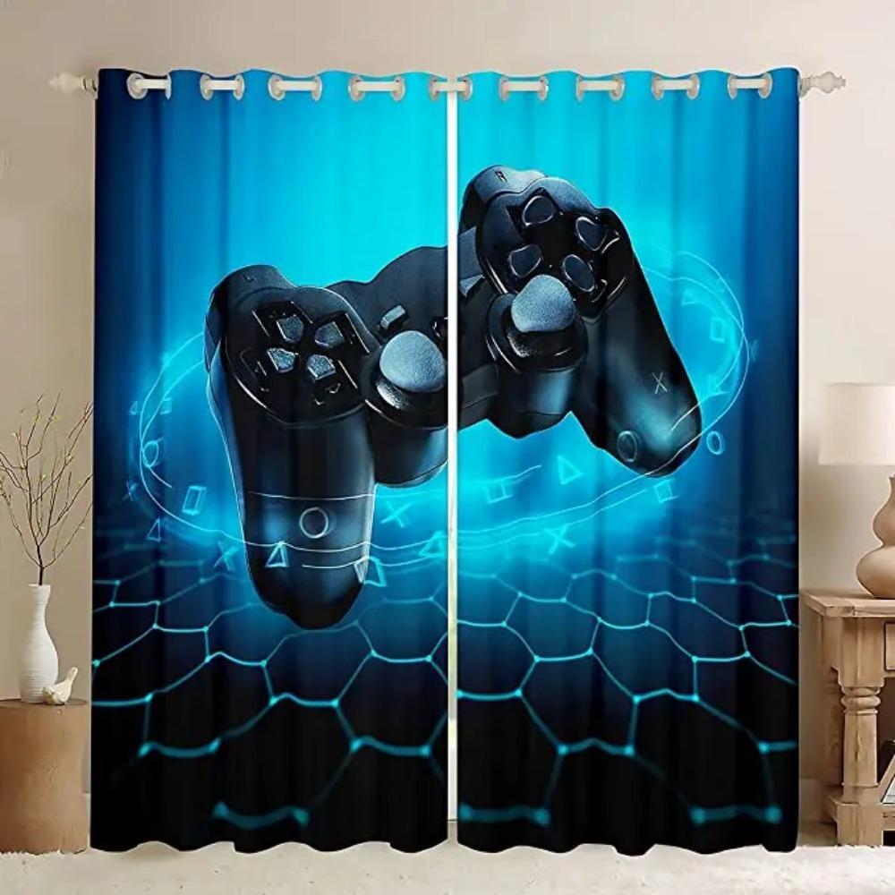 2 Pieces 3D Patterned Video/TV Game Player Printing Living Room Space Game Handle Drapes For Kids Room Decoration Drapes