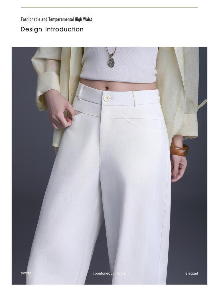 Brand Women's 2026 Fashion Wide-Leg High-Waist Loose Non-Iron Casual Pants