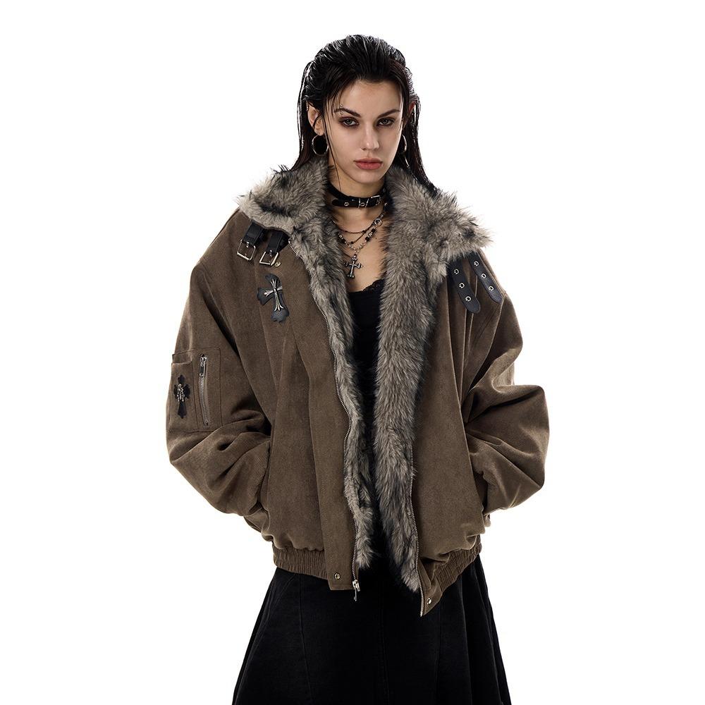 High Street Vintage Veste Femme Lâche Chaude Épaisse Streetwear Personnalisé Hip Hop Mode Parkas Douces