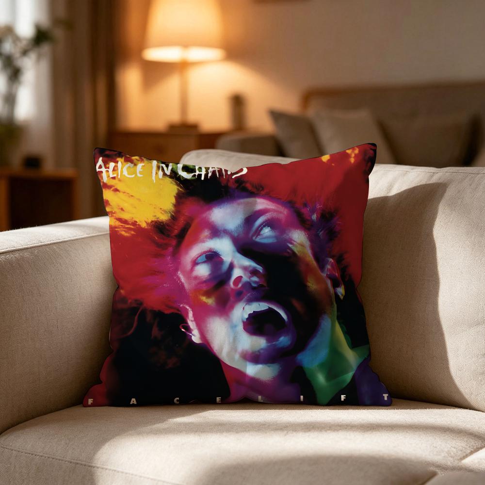 Alice In Cchains Band Singer Pillow Case Cushion Cover Soft Washable Pillow Case MultiScene For Couch Bed Travel Office Use