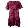 Large Size Fashion Tie-dye V-neck Hem Irregular Short Sleeved Blouse Loose O Neck Floral Top Summer Casual Office Sweet Tops Women's Clothing