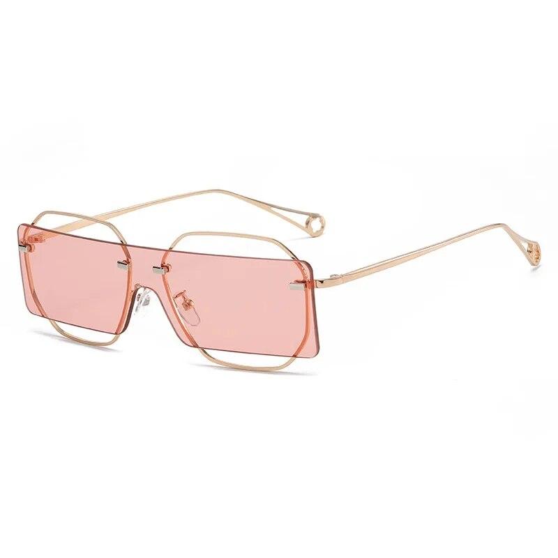Punk Rimless Square Sunglasses Women Men Shades Rectangle Luxury Vintage Sun Glasses  Fashion Gafas De Sol Mujer UV400