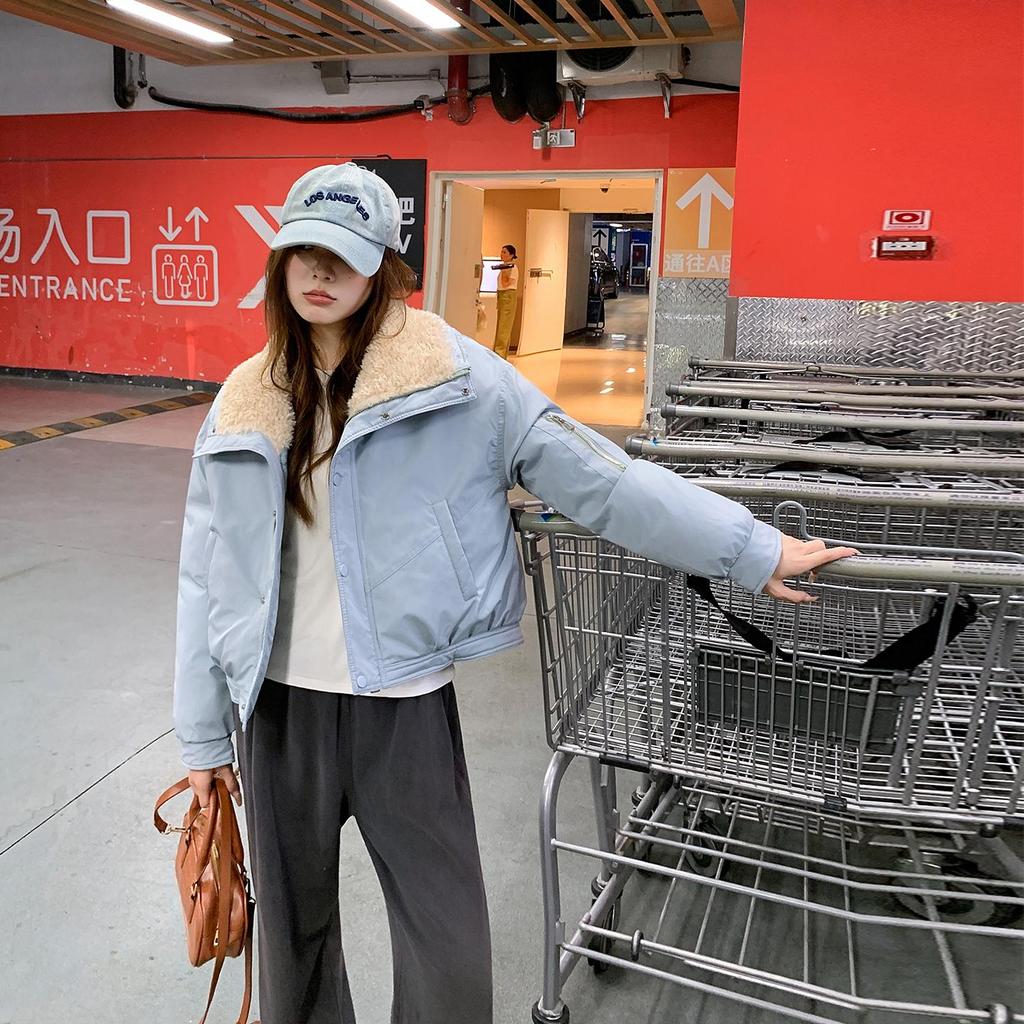 Autumn Winter Thicken Warm Parka Women Casual Sweety Solid Color Big Pocket Loose Jackets Outwear