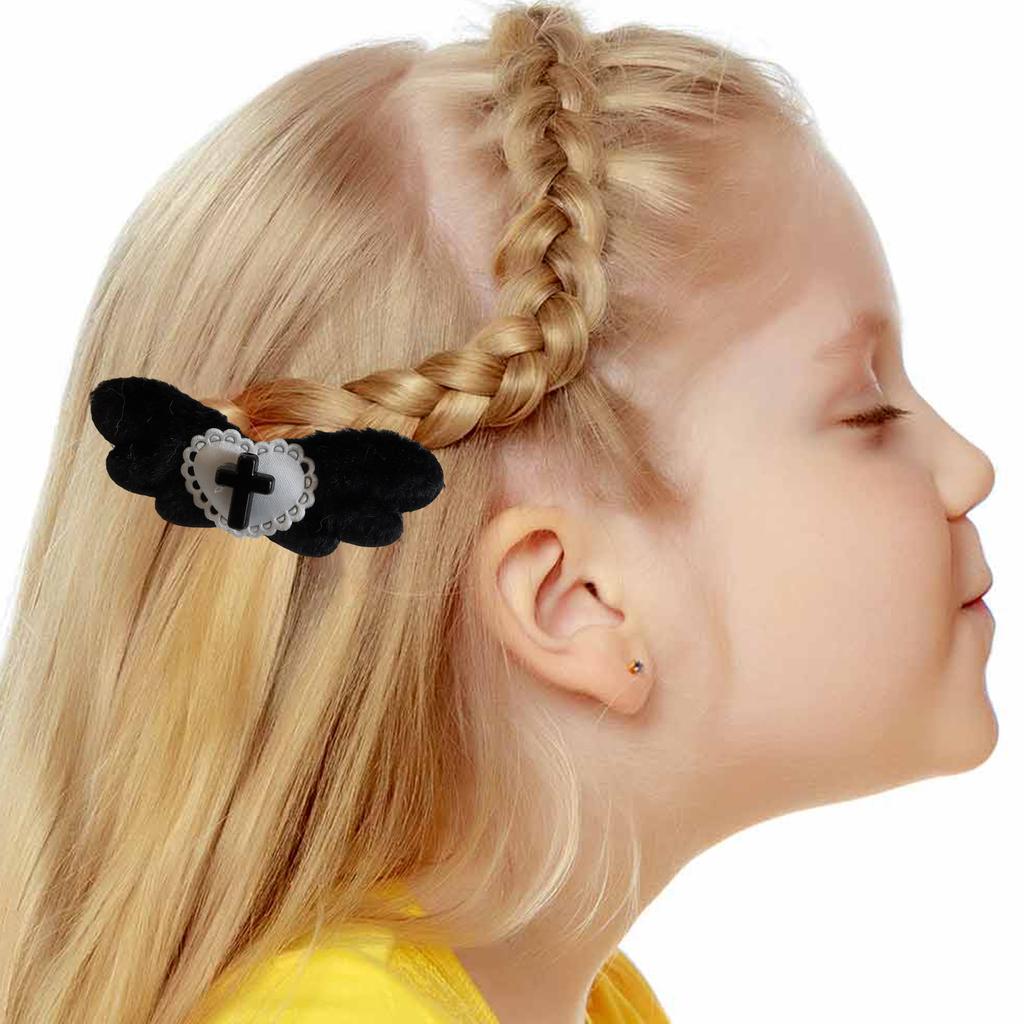 Gothic Y2K Angel Wing Hair Clip Aesthetics Sweet Cross Heart Hairpin Barrettes Bobbypins Hair Accessories for Side Bangs