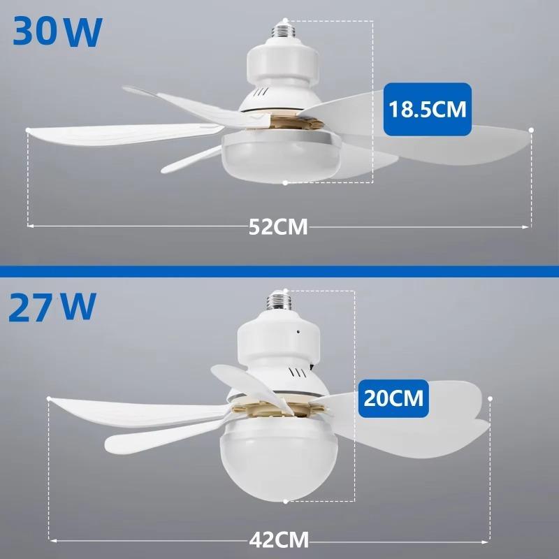 Ventilatore da soffitto da 40 W con telecomando, luce LED E27 per soggiorno, studio, uso domestico, 85-265 V