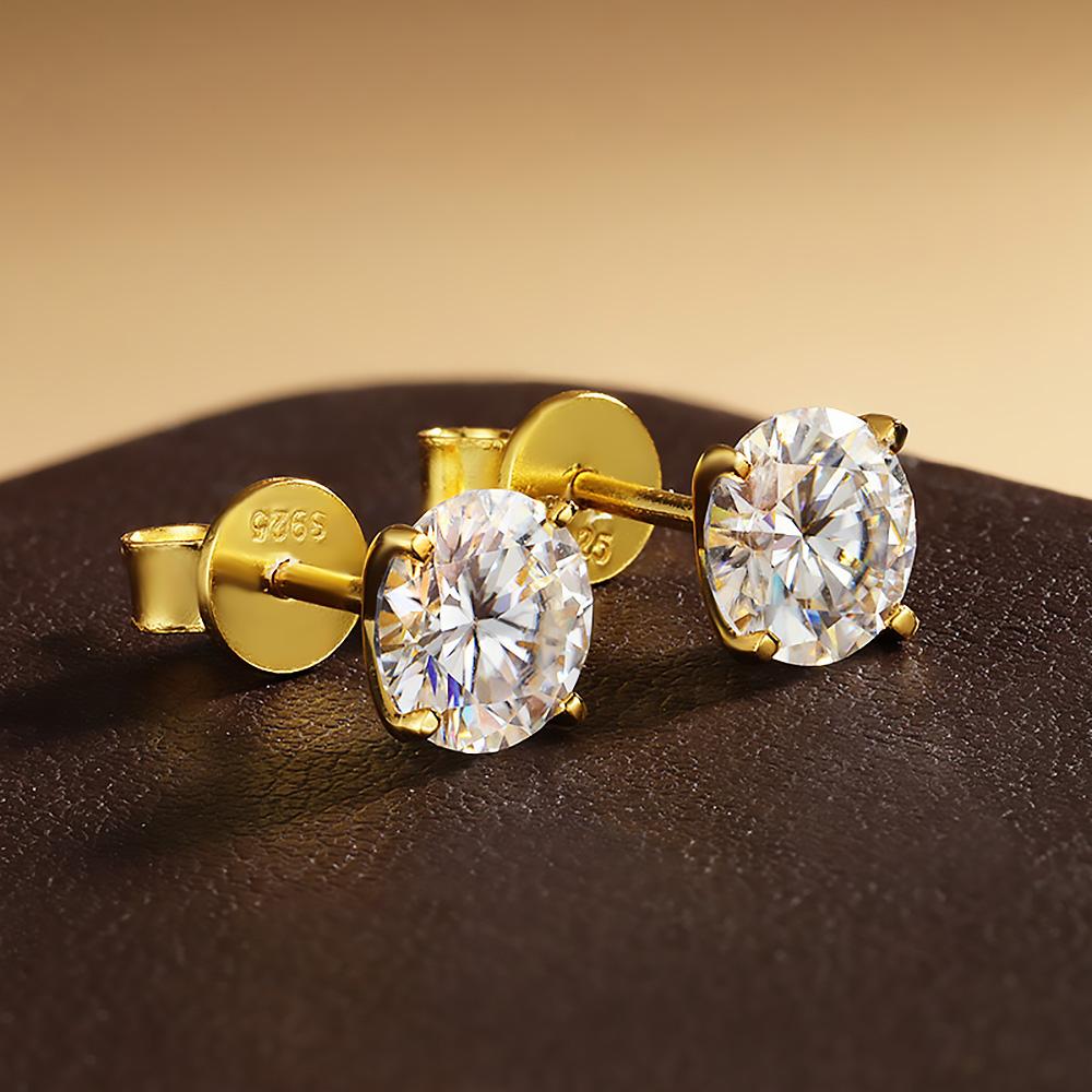 0.2-5ct Moissanite Stud Earring for Women Men Round D Color Diamond 925 Silver 18K Gold Plated Jewelry with
