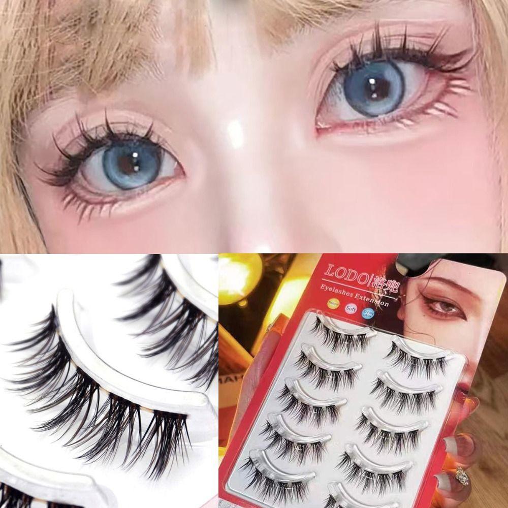 

5 Pairs Volume Wispy Natural Look 3D Mink Transparent Stem Manga Lashes Eyelashes Extension
