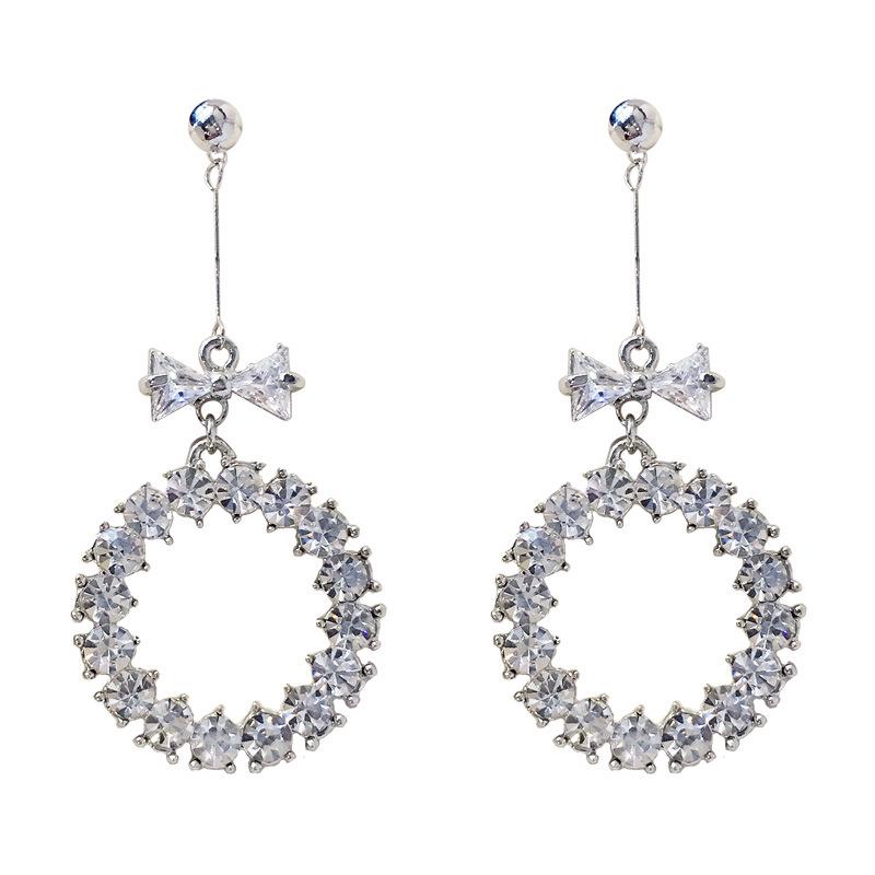 European & American Fashion Rhinestone Zirconia Bow Stud Earrings