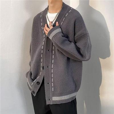 Autumn and Winter V-neck Sweater Cardigan Men's Casual Loose Thread Jacket Japanese Retro Trend Korean Knitted Sweater