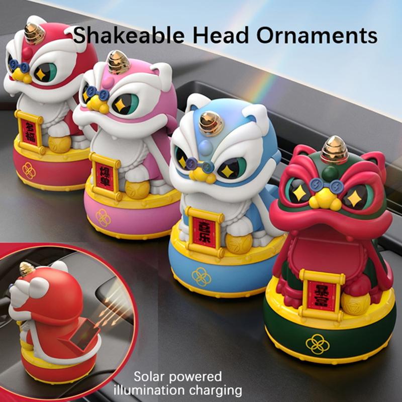 Maskottchen Ornament Chinesischer Stil Glücklicher Tanzender Löwe Modell Solarbetrieben Heimdekoration Feiertagsgeschenke Bringen Reichtum Glück