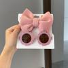 New Children Solid Color Cotton Bowknot Wide Hairband Round Sunglasses Set Baby Girls Sunglasses Kids Hair Accessories