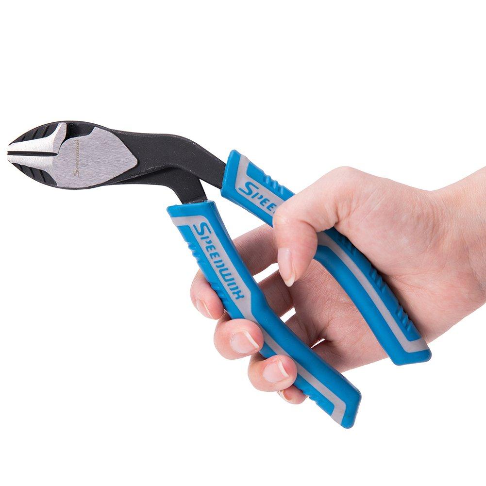 SPEEDWOX Tip Powerful Wire Eccentric Lever Increased Blade Premium Carbide Professional Maintenance Tool High-Power Nippers, 180mm, 40-Degree Angle,