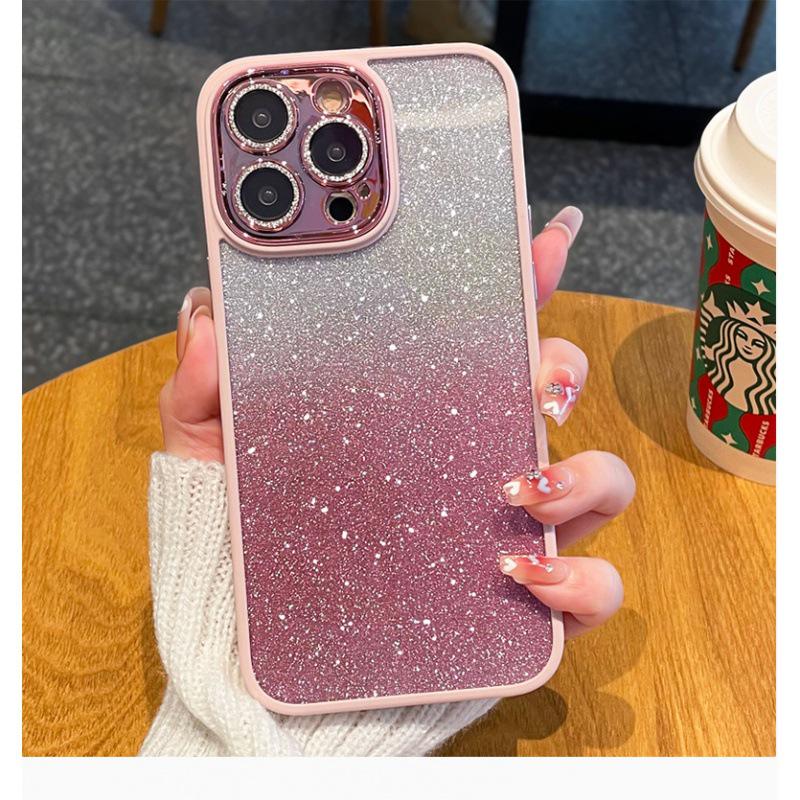 Glitter Gradient Lens Protector Case for iPhone 12 & 16 Pro Max