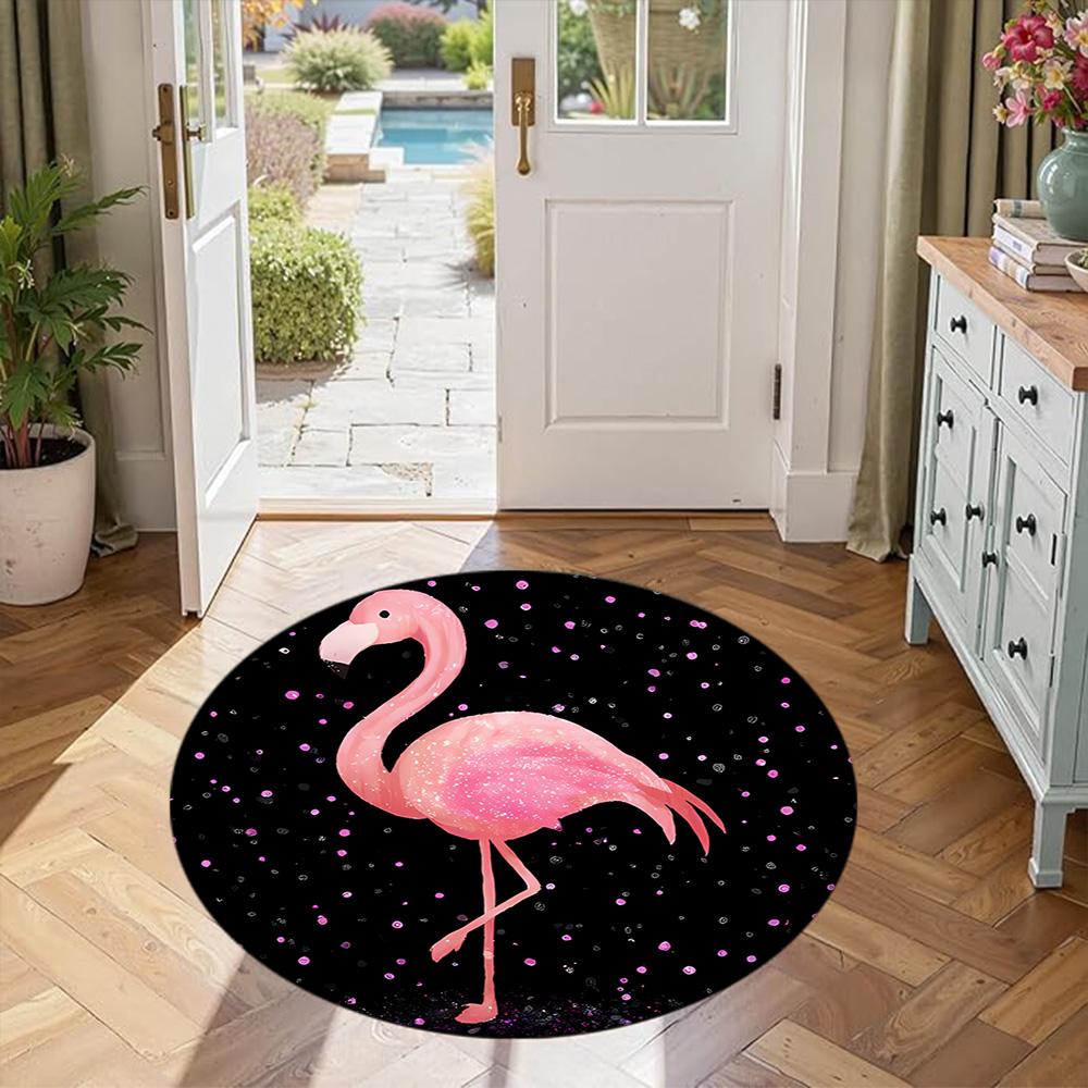 Flamingo Round Floor Rug Perfect for Dormitory Study Room Game Room Bedrooms Anti-slip Round Rug Decorate Offices Gift for Festivals