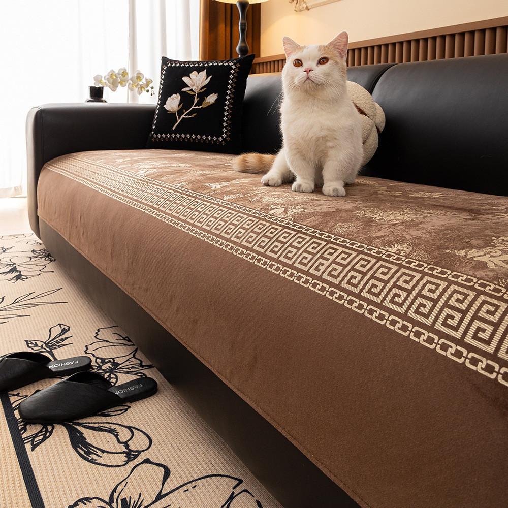 Jacquard Plush Sofa Cushion Anti-Slip & Cat-Scratch Resistant All-Season Universal Seat Slipcover & Protective Cover Home Decor