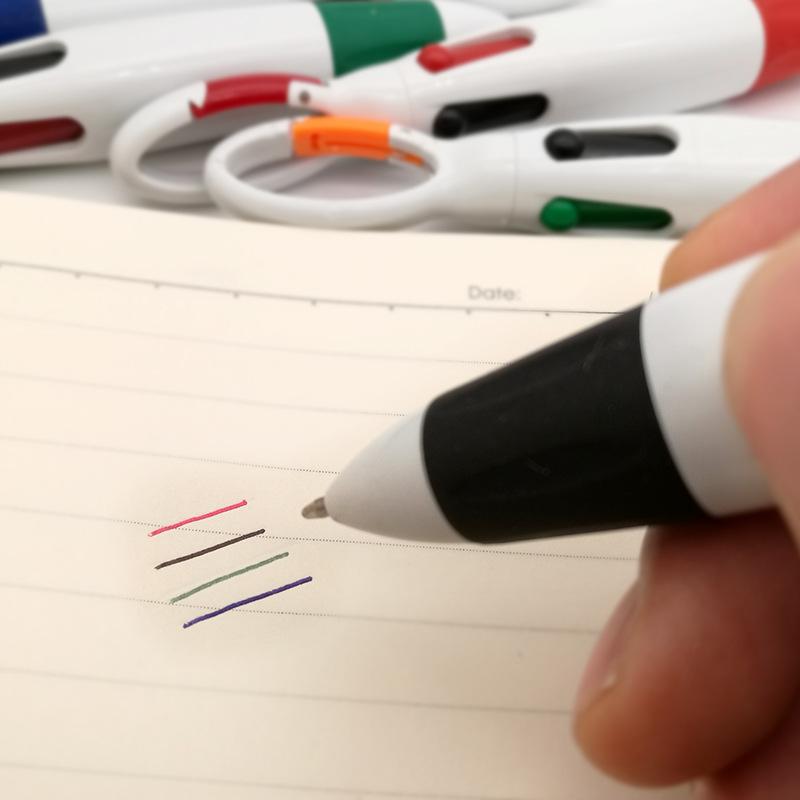 4 Neon Color Shuttle einziehbare mehrfarbige Kugelschreiber mit Schnalle als Schlüsselanhänger für Büro, Schulbedarf, Studenten, Kinder, Geschenk