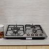 Silver + Black 4 Burner Built-in Cooktop Stainless Steel Gas Stoves Natural Gas Hob Kitchen Cooking Appliance Cookware Gas Cooker 58*50cm