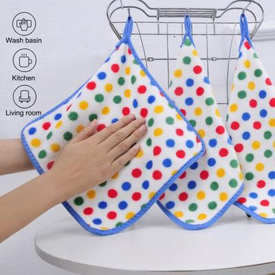 5Pcs Dish Towel Rainbow Dot Coral Velvet Rags Super Soft Absorbent Microfiber