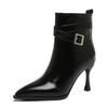 Thin heel Martin boots women's autumn and winter beautiful short boots design sense belt buckle pointed side zipper high heel boots