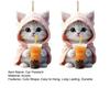 2Pcs Car Pendants Rearview Mirror Decorations with Lanyard Easy To Hang Adorable Cartoon Cat Shaped Pendants Hanging Ornaments