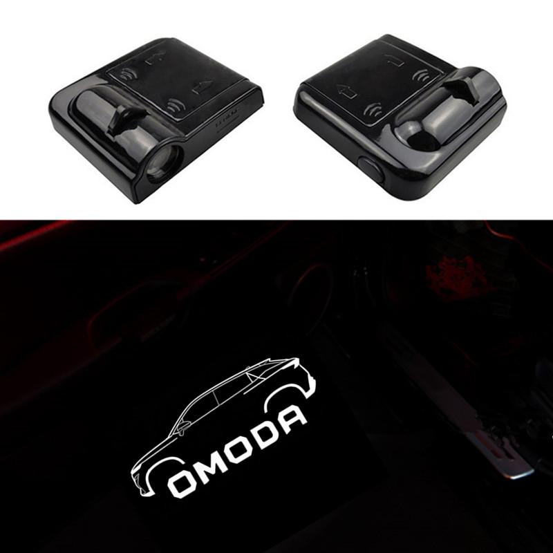2Pcs Car Door Welcome Shadow Lights LED Projector Ghost Atmosphere Decorative Lamp For Chery Omoda C5 5 FX 2023 2024 GR Sport